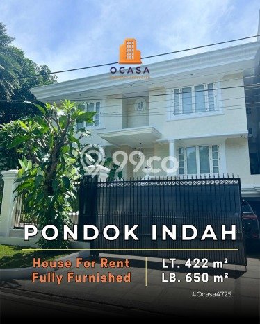 Hunian Ideal dengan LT 422m2 & LB 650m2 Disewakan di Pondok Indah Hunian Ideal dengan LT 422m2 & LB 650m2 Disewakan di Pondok Indah