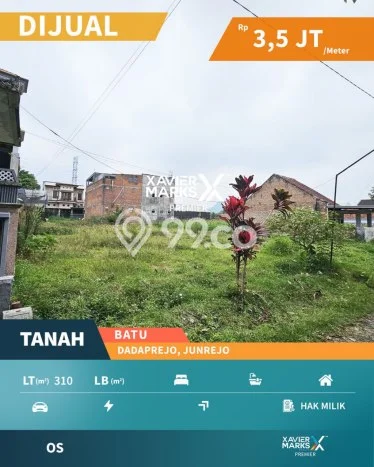 Tanah di Junrejo, Batu Luas 310m2 Dijual Segera Tanah di Junrejo, Batu Luas 310m2 Dijual Segera