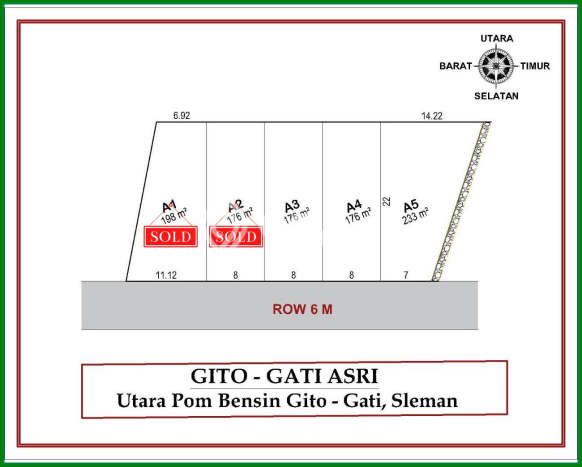 Tanah Kosong Dijual di Sleman dengan Area 176m2 Tanah Kosong Dijual di Sleman dengan Area 176m2