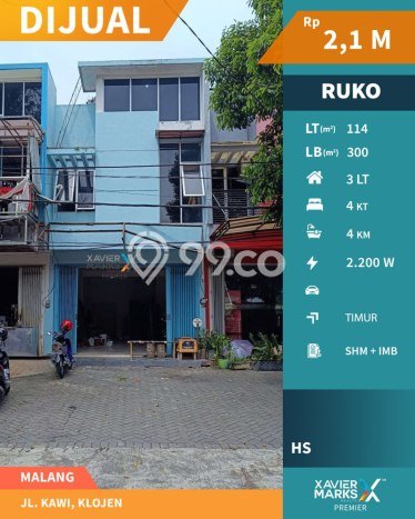 Ruko Bagus LT 114m2 LB 300m2 Dijual di Klojen Malang Ruko Bagus LT 114m2 LB 300m2 Dijual di Klojen Malang