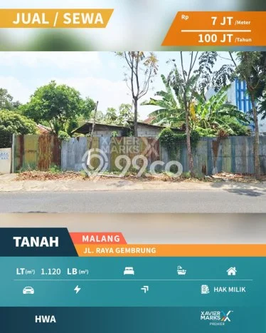 Tanah Disewakan di Karangploso, Malang, Luas 1120m2 SHM Tanah Disewakan di Karangploso, Malang, Luas 1120m2 SHM