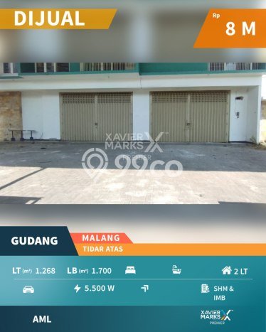 Untuk Dijual! Gudang di Tidar Malang LT 1268m2 / LB 1700m2 Kawasan Bisnis Untuk Dijual! Gudang di Tidar Malang LT 1268m2 / LB 1700m2 Kawasan Bisnis