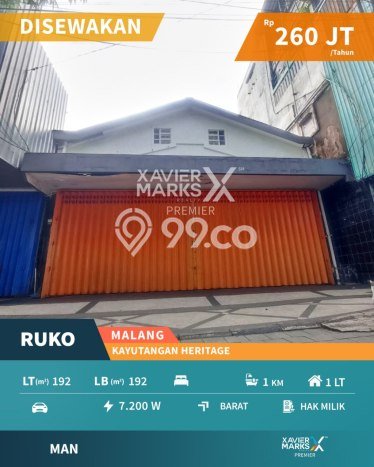 Ruko Disewa di Klojen, Malang, LT 192m2 / LB 192m2 Ruko Disewa di Klojen, Malang, LT 192m2 / LB 192m2
