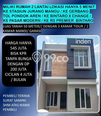Hunian Murah Dijual Area Pondok Aren, Tangerang Selatan Harga Rp 295 Juta Hunian Murah Dijual Area Pondok Aren, Tangerang Selatan Harga Rp 295 Juta