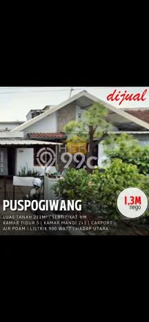 Rumah Nyaman 5 KT di Puspogiwang, Semarang - Luas Tanah 211m2m² Rumah Nyaman 5 KT di Puspogiwang, Semarang - Luas Tanah 211m2m²