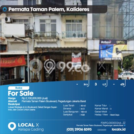 Unit Ruko Dijual di Jakarta Barat LT 48m2 & LB 168m2 Unit Ruko Dijual di Jakarta Barat LT 48m2 & LB 168m2
