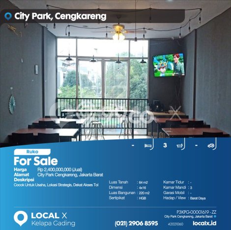 Untuk Dijual Ruko di Cengkareng Jakarta Barat LT 64m2 / LB 220m2 Untuk Dijual Ruko di Cengkareng Jakarta Barat LT 64m2 / LB 220m2