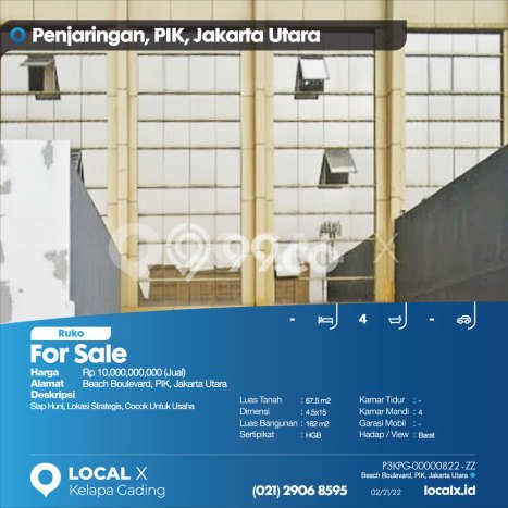 Ruko Dijual di Prime Area Jakarta Utara Luas 162m2 Ruko Dijual di Prime Area Jakarta Utara Luas 162m2