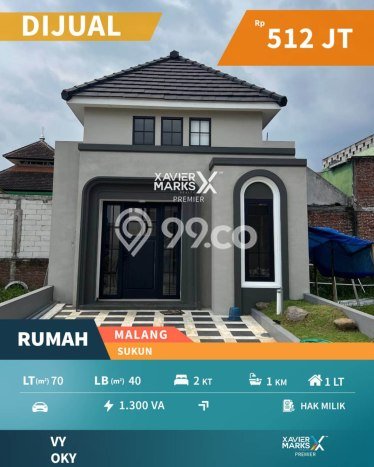 Rumah Strategis Modern Lb 40m2 di Sukun, Malang Rumah Strategis Modern Lb 40m2 di Sukun, Malang