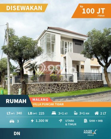 Rumah Disewakan Malang LT 340m2 LB 225m2 Area Villa Puncak Tidar Rumah Disewakan Malang LT 340m2 LB 225m2 Area Villa Puncak Tidar