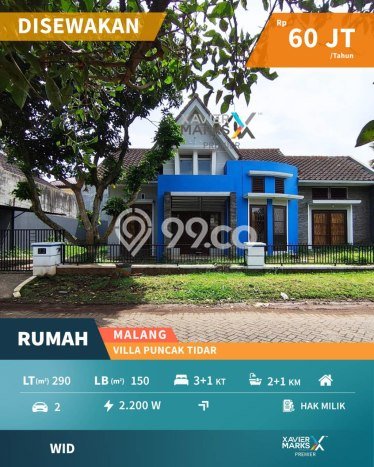 Disewakan! Rumah 3 Kamar Tidur &
2 Kamar Mandi di Villa Puncak Tidar, Malang Disewakan! Rumah 3 Kamar Tidur &
2 Kamar Mandi di Villa Puncak Tidar, Malang