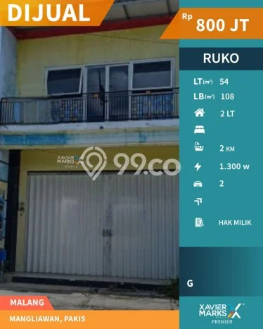 Ruko Dijual Lokasi Emas di Pakis Luas 108m2 Ruko Dijual Lokasi Emas di Pakis Luas 108m2