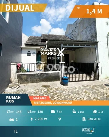 Dijual Kost Strategis di Lowokwaru, Malang 7 KT, 7 KM, Luas Bangunan 120m2 Dijual Kost Strategis di Lowokwaru, Malang 7 KT, 7 KM, Luas Bangunan 120m2