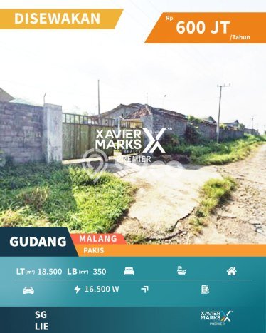 Gudang Komersial Disewakan di Pakis Malang Luas 350m2 Gudang Komersial Disewakan di Pakis Malang Luas 350m2
