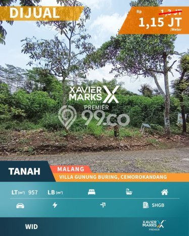Tanah Kavling di Kedungkandang Dijual dengan Luas 957m2 Tanah Kavling di Kedungkandang Dijual dengan Luas 957m2