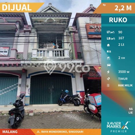 Ruko Paling Dicari LB 167m2 Dijual di Singosari Ruko Paling Dicari LB 167m2 Dijual di Singosari