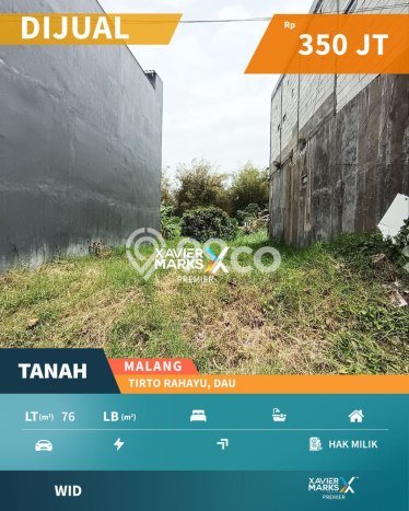 Dijual Tanah di Dau Malang Luas 76m2 SHM Dijual Tanah di Dau Malang Luas 76m2 SHM