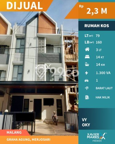 Rumah Kost untuk Dijual di Lowokwaru dengan 14 KT, 14 KM, Luas 160m2 Rumah Kost untuk Dijual di Lowokwaru dengan 14 KT, 14 KM, Luas 160m2