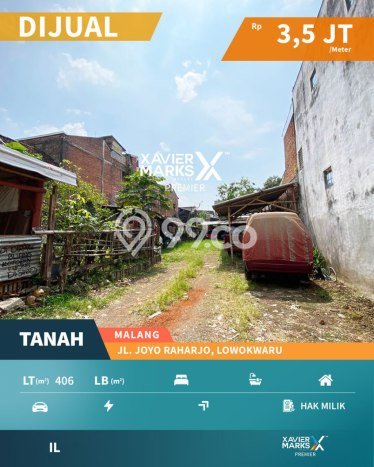 Tanah Strategis Dijual di Lowokwaru Malang 406m2 Tanah Strategis Dijual di Lowokwaru Malang 406m2