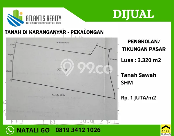 Tanah Kavling di Karanganyar Dijual dengan Luas 5568m2 Tanah Kavling di Karanganyar Dijual dengan Luas 5568m2