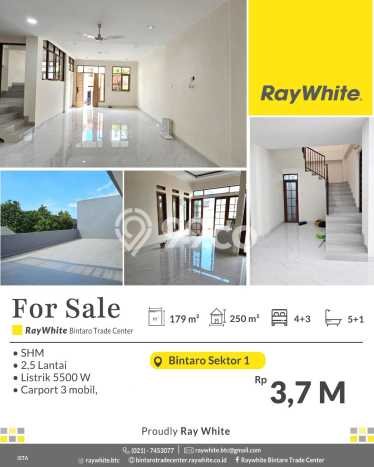 Dijual Rumah 4 KT di Sektor 1 - Bintaro, Jakarta Selatan - LT 179m² Dijual Rumah 4 KT di Sektor 1 - Bintaro, Jakarta Selatan - LT 179m²