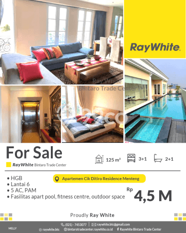 Dijual Apartemen Elit 3 KT & 2 KM di Menteng, Jakarta Pusat Dijual Apartemen Elit 3 KT & 2 KM di Menteng, Jakarta Pusat