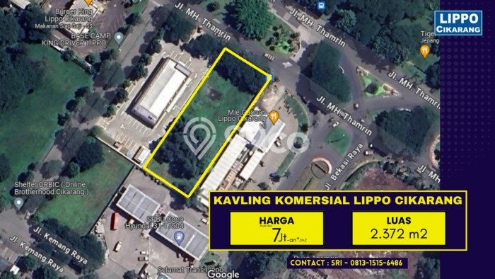 Tanah untuk Dijual Lokasi Lippo Cikarang, Cikarang Luas 2372m2 - Tanah untuk Dijual Lokasi Lippo Cikarang, Cikarang Luas 2372m2 -