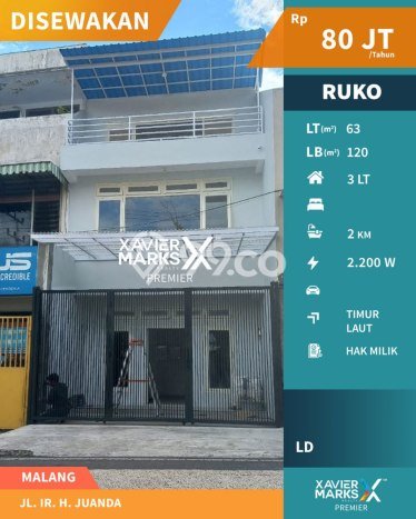 Ruko untuk disewa di Kedungkandang punya LT 63m2 & LB 120m2 harga sewa kompetitif Ruko untuk disewa di Kedungkandang punya LT 63m2 & LB 120m2 harga sewa kompetitif