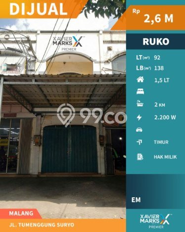 Ruko For Sale di Kawasan Blimbing, Malang Harga Kompetitif Ruko For Sale di Kawasan Blimbing, Malang Harga Kompetitif