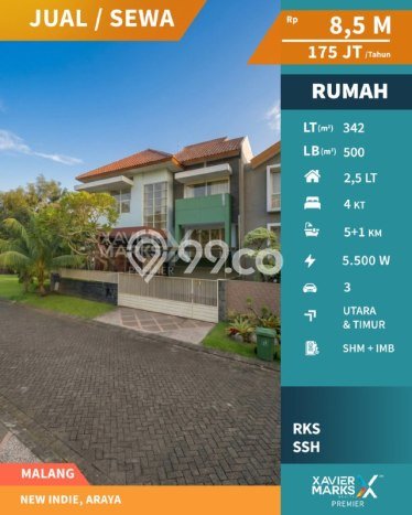 Rumah sewa siap pakai 4 Kamar Tidur di Araya, Malang Rumah sewa siap pakai 4 Kamar Tidur di Araya, Malang