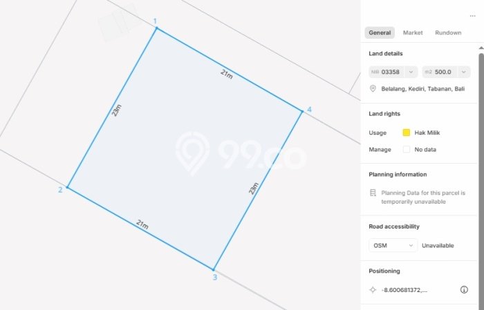 Untuk Dijual Tanah di Tabanan, Luas 500m2 SHM Untuk Dijual Tanah di Tabanan, Luas 500m2 SHM