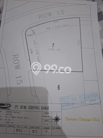 Dijual Tanah Lokasi BSD Telaga Golf, Tangerang Seluas 1069m2 Dijual Tanah Lokasi BSD Telaga Golf, Tangerang Seluas 1069m2