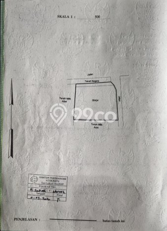 Kavling Tanah untuk Dijual di Batu, Malang, Luas 582m2 Kavling Tanah untuk Dijual di Batu, Malang, Luas 582m2