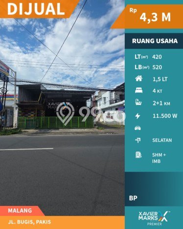 FOR SALE! Komersial di Pakis Malang, LT 420m2, LB 520m2 FOR SALE! Komersial di Pakis Malang, LT 420m2, LB 520m2