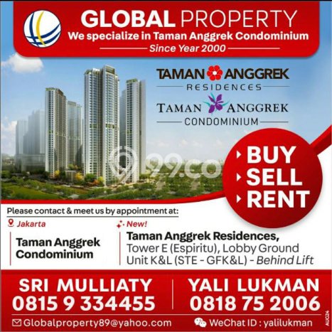Unit Apartemen Dijual di Grogol Petamburan, Jakarta Barat, dengan 2 Bedroom, 1 Bathroom Unit Apartemen Dijual di Grogol Petamburan, Jakarta Barat, dengan 2 Bedroom, 1 Bathroom