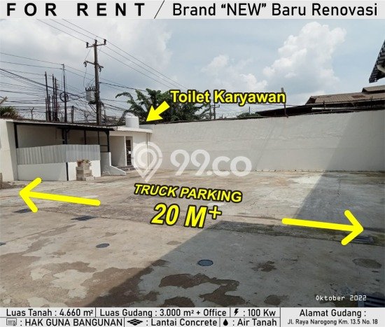 Gudang Exclusive 3000m2 Lengkap Kantor Parkir luas Jl Raya Narogong Bekasi Gudang Exclusive 3000m2 Lengkap Kantor Parkir luas Jl Raya Narogong Bekasi