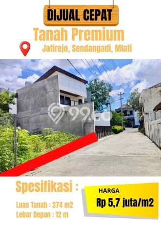 Lahan Dijual Lokasi Mlati, Sleman dengan Luas Tanah 274m2 dan Status SHM Lahan Dijual Lokasi Mlati, Sleman dengan Luas Tanah 274m2 dan Status SHM