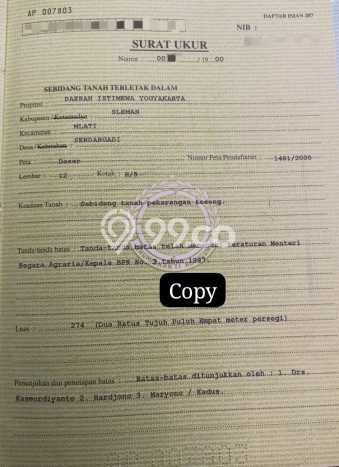 Lahan Dijual Lokasi Mlati, Sleman dengan Luas Tanah 274m2 dan Status SHM Lahan Dijual Lokasi Mlati, Sleman dengan Luas Tanah 274m2 dan Status SHM