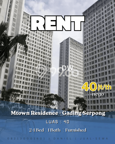 Apartemen Minimalis untuk Disewa, 2 Kamar di Tangerang Apartemen Minimalis untuk Disewa, 2 Kamar di Tangerang