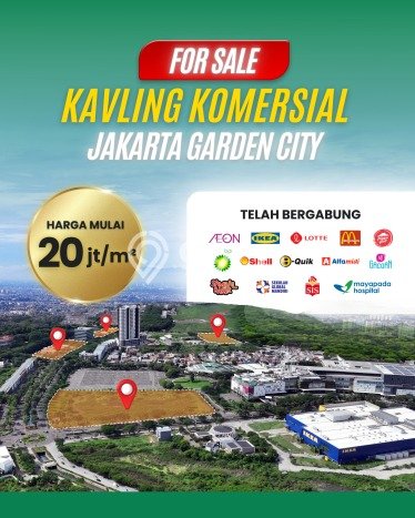 Dijual Tanah 1000m2 di Jakarta Garden City, Jakarta Timur Dijual Tanah 1000m2 di Jakarta Garden City, Jakarta Timur