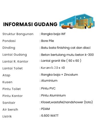 Unit Gudang Dijual di Jakarta Barat LT 324m2 & LB 270m2 Unit Gudang Dijual di Jakarta Barat LT 324m2 & LB 270m2