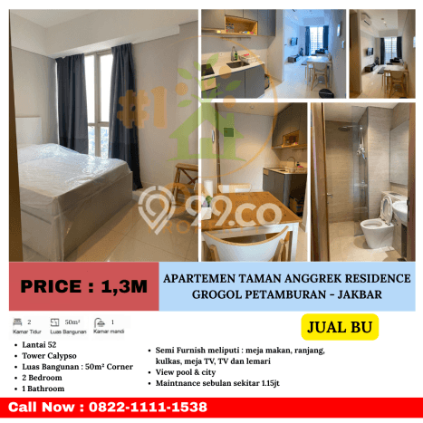Tersedia Apartemen 2 KT & 1 KM di Grogol Petamburan, Jakarta Barat Tersedia Apartemen 2 KT & 1 KM di Grogol Petamburan, Jakarta Barat