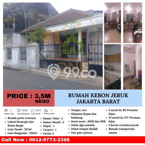 Dijual Hunian Mewah dengan Fasilitas Sekitar Komplit di Kebon Jeruk, Jakarta Barat Dijual Hunian Mewah dengan Fasilitas Sekitar Komplit di Kebon Jeruk, Jakarta Barat