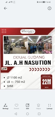 FOR SALE! Gudang di Kiaracondong Bandung, LT 1100m2, LB 750m2 FOR SALE! Gudang di Kiaracondong Bandung, LT 1100m2, LB 750m2