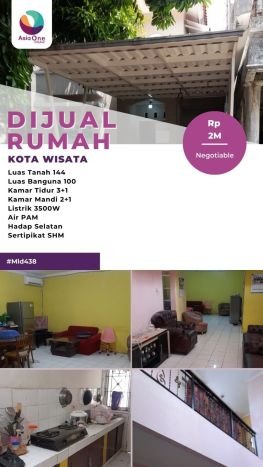 Rumah di Kota Wisata, Jakarta Timur, Luas 144m² Bangunan 100m² Rumah di Kota Wisata, Jakarta Timur, Luas 144m² Bangunan 100m²