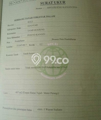 Tanah Investasi Dijual di Gianyar Punya Luas 407m2 Tanah Investasi Dijual di Gianyar Punya Luas 407m2