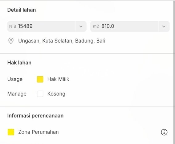 Untuk Dijual Tanah 810m2 di Ungasan, Badung Untuk Dijual Tanah 810m2 di Ungasan, Badung