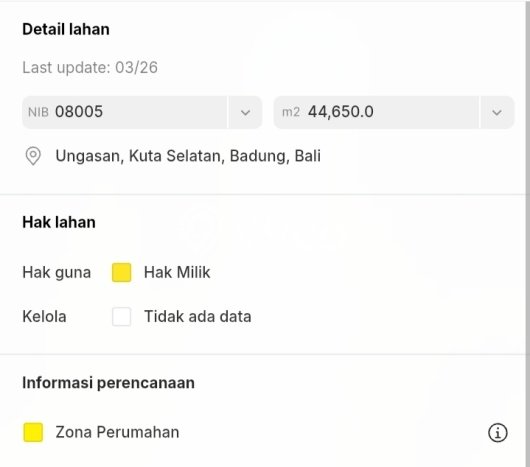 Kavling Tanah untuk Dijual di Ungasan, Badung, Luas 44650m2 Kavling Tanah untuk Dijual di Ungasan, Badung, Luas 44650m2
