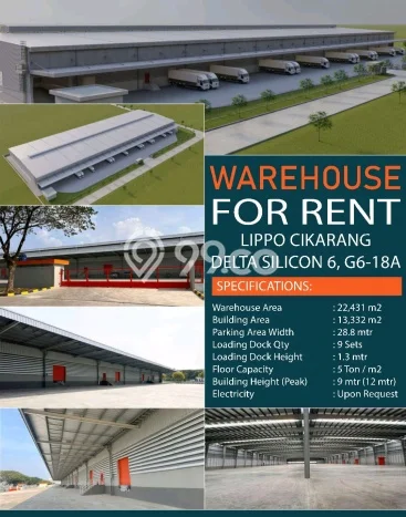 Gudang untuk Disewa di Pusat Bekasi Luas Bangunan 13332m2 Gudang untuk Disewa di Pusat Bekasi Luas Bangunan 13332m2