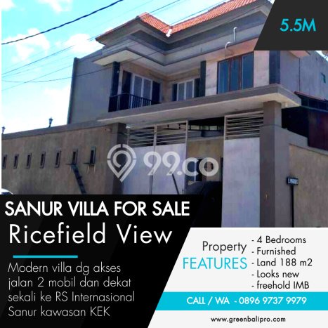 Rumah Elit LB 150m2 Siap Huni Desain Elegan di Sanur, Denpasar Rumah Elit LB 150m2 Siap Huni Desain Elegan di Sanur, Denpasar